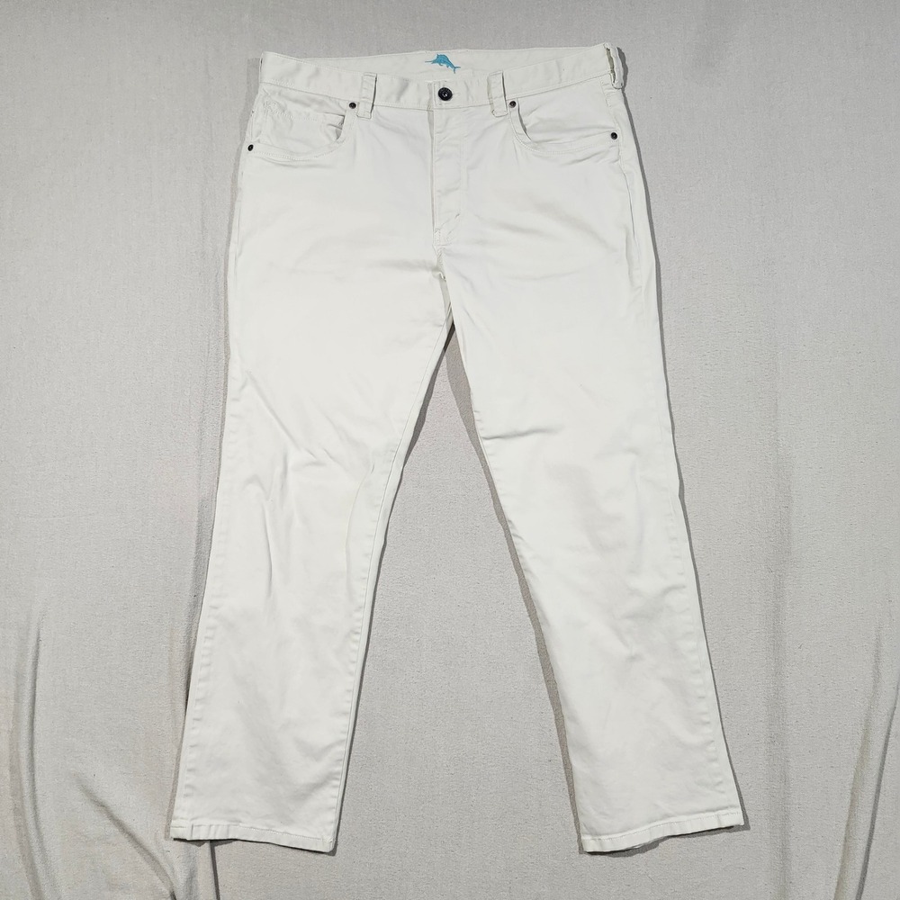 Tommy Bahama Boracay 5-Pocket Pants Mens 38x30 Bone White Cotton Tencel Stretch - Picture 2 of 12